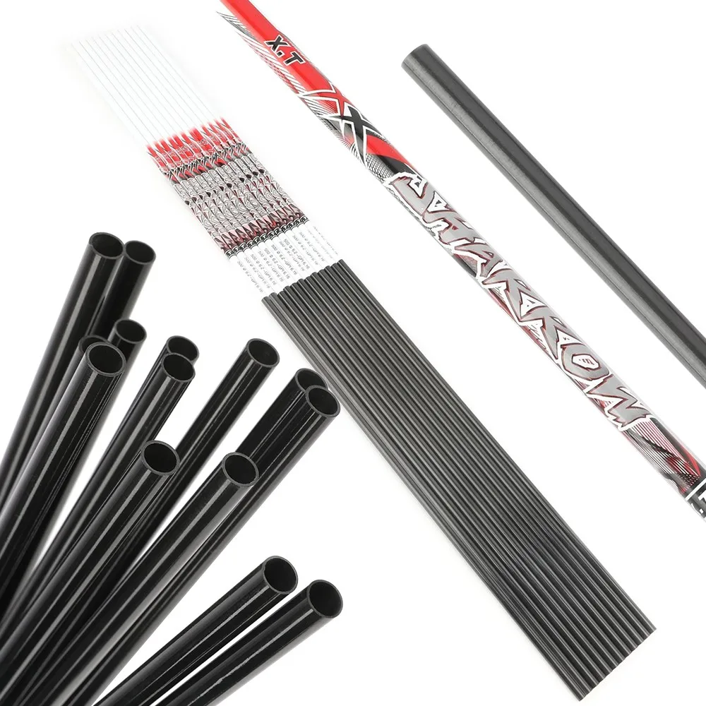 

6/12pc 32 Inch Archery Pure Carbon Arrow Shaft OD7.6-7.0mm ID6.2mm SP300/350/400/500/600/700/800 Bow Arrow Hunting Accessories