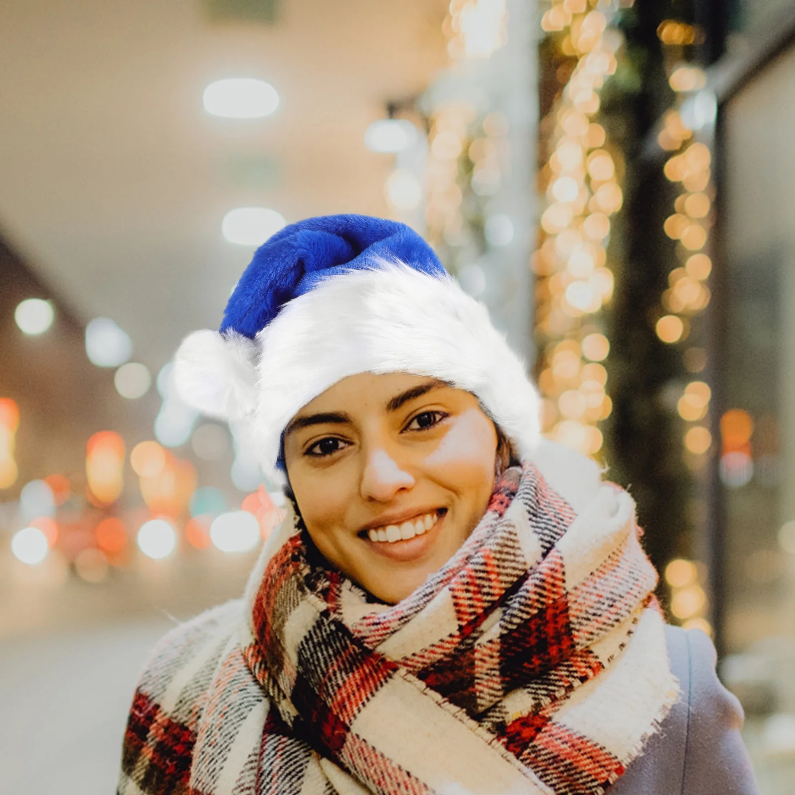 2Pcs Christmas Hat Blue Santa Hats for Family Xmas Ornament Decorative Holiday Party Accessory Medium Size Santa Hats