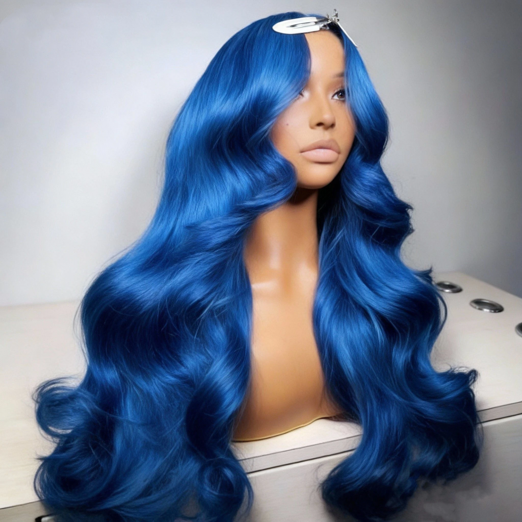 

30 inch Navy Blue 13x4 HD Lace Front Human Hair Wigs Royal Blue Colored 13x6 Body Wave Lace Frontal Wigs Human Hair Pre Plucked