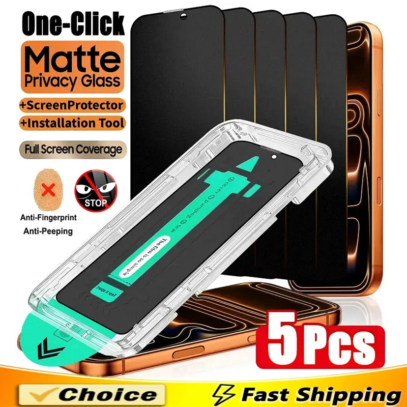 

Oleophobic Dust Free Easy Installation Matte Privacy Screen Protector For iPhone 17 15 14 13 12 11 16 Pro Max Plus XS X XR Glass