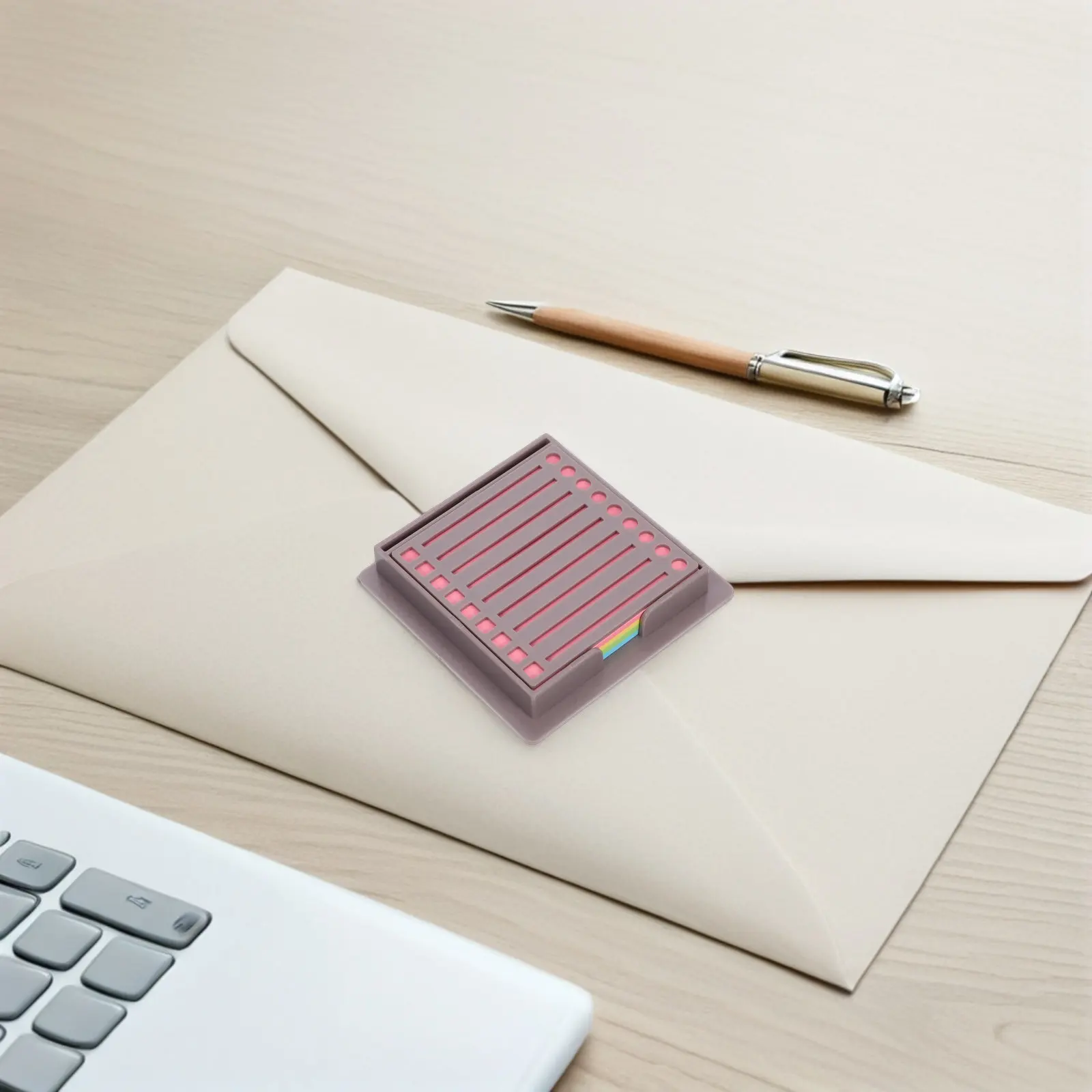 

Note Holder Desk Organizer ABS Material Memo Pad Dispenser Self-Stick Notes Storage Box Template Included Office School Desk