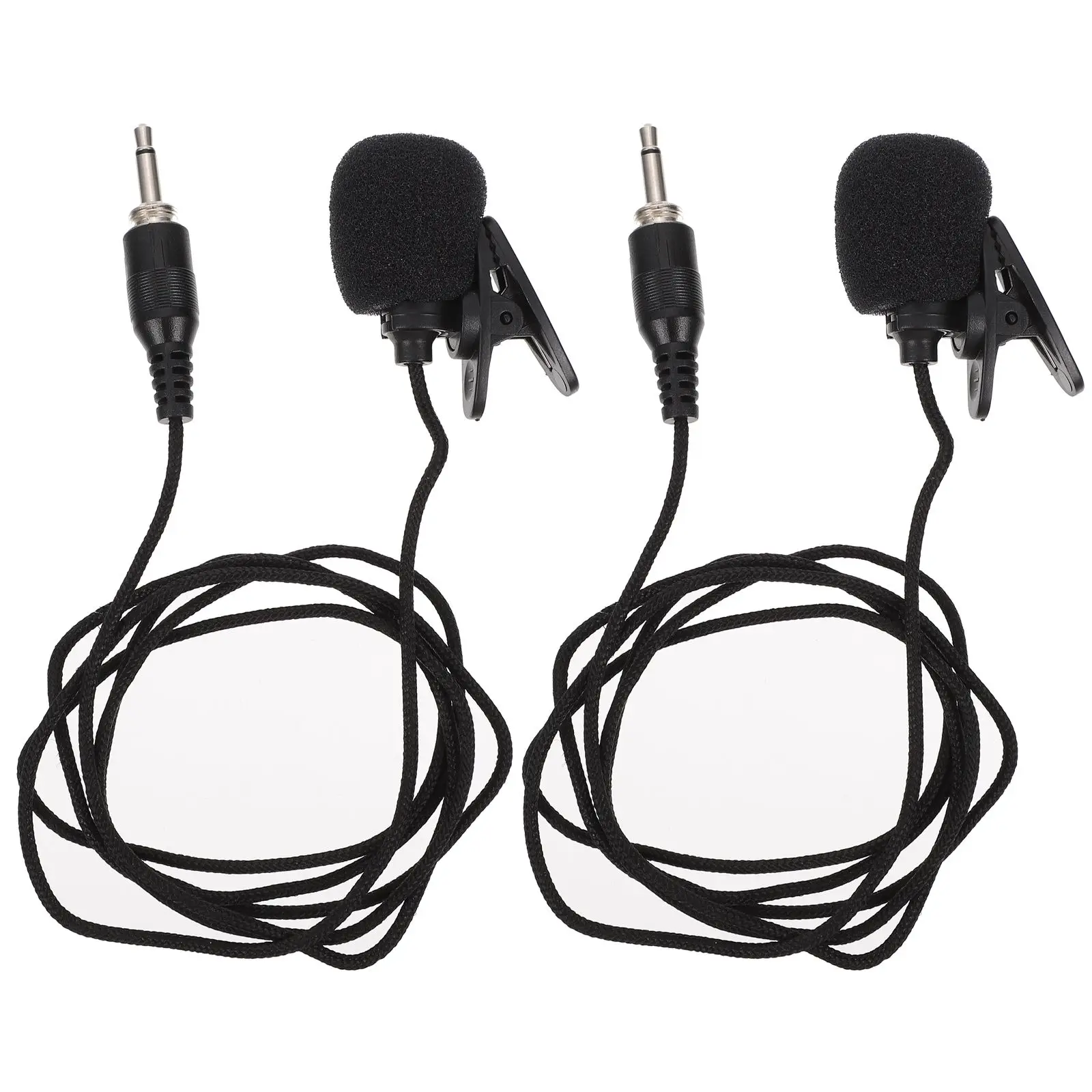 

2 Pcs Lavalier Microphone Black Condenser Collar Mute Wired Computer Plastic High Sensitivity Recording Portable Conference Mic