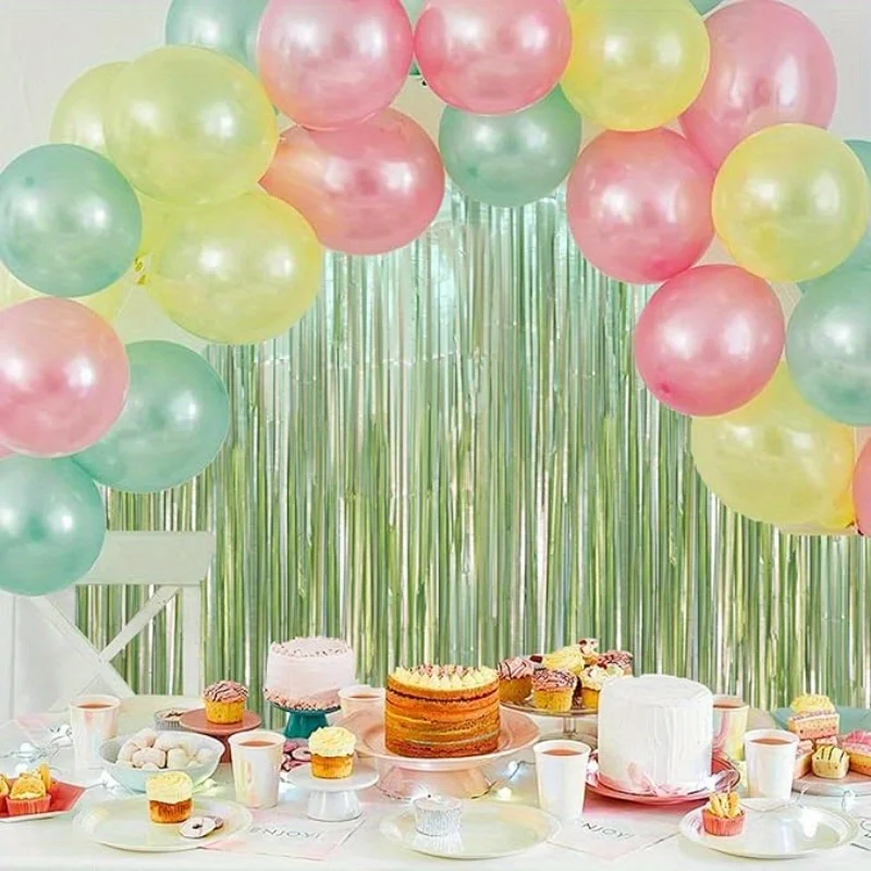 2pcsGreen الليزر المطر الحرير الستار خلفية حفلة عيد ميلاد كابينة تصوير الديكور الحدث الذكرى الزفاف خلفية الديكور