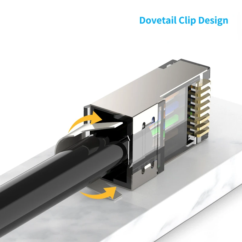 Cat 7 8P8C Network RJ 45 Cable Crimp Ethernet Connector LAN 10Pcs CAT7 Metal Shielded RJ45 Connectors Modular Plug