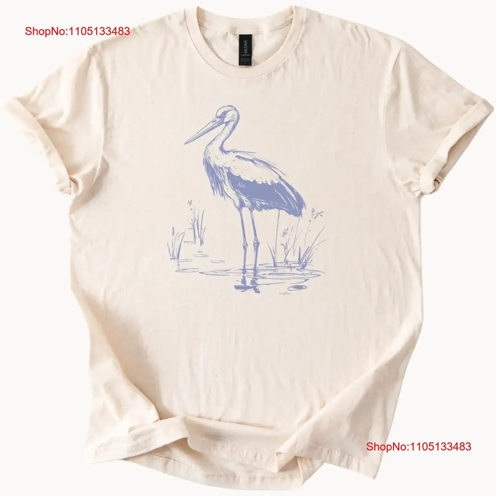 

Heron Wading Bird T Shirt Nature Wildlife Sketch Art vintage Washed Comfortable fashion streetwear Stylish Breathable