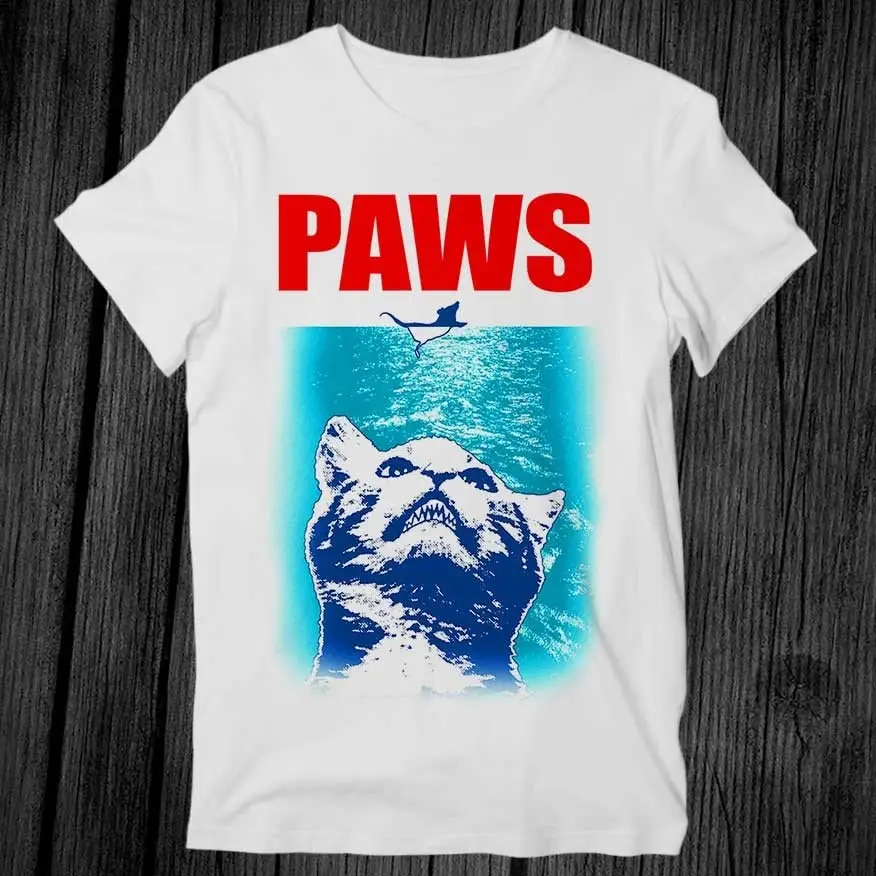 Paws Cat Swimming Pet Summer Fishing T Shirt Adult Cool Music Fashion Top Vintage Retro G224