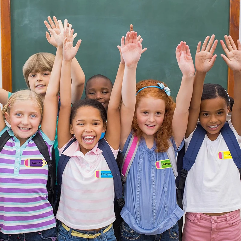 カラフルな鉛筆の名札新学期鉛筆銘板ステッカー教室掲示板装飾デスク名ラベルステッカー