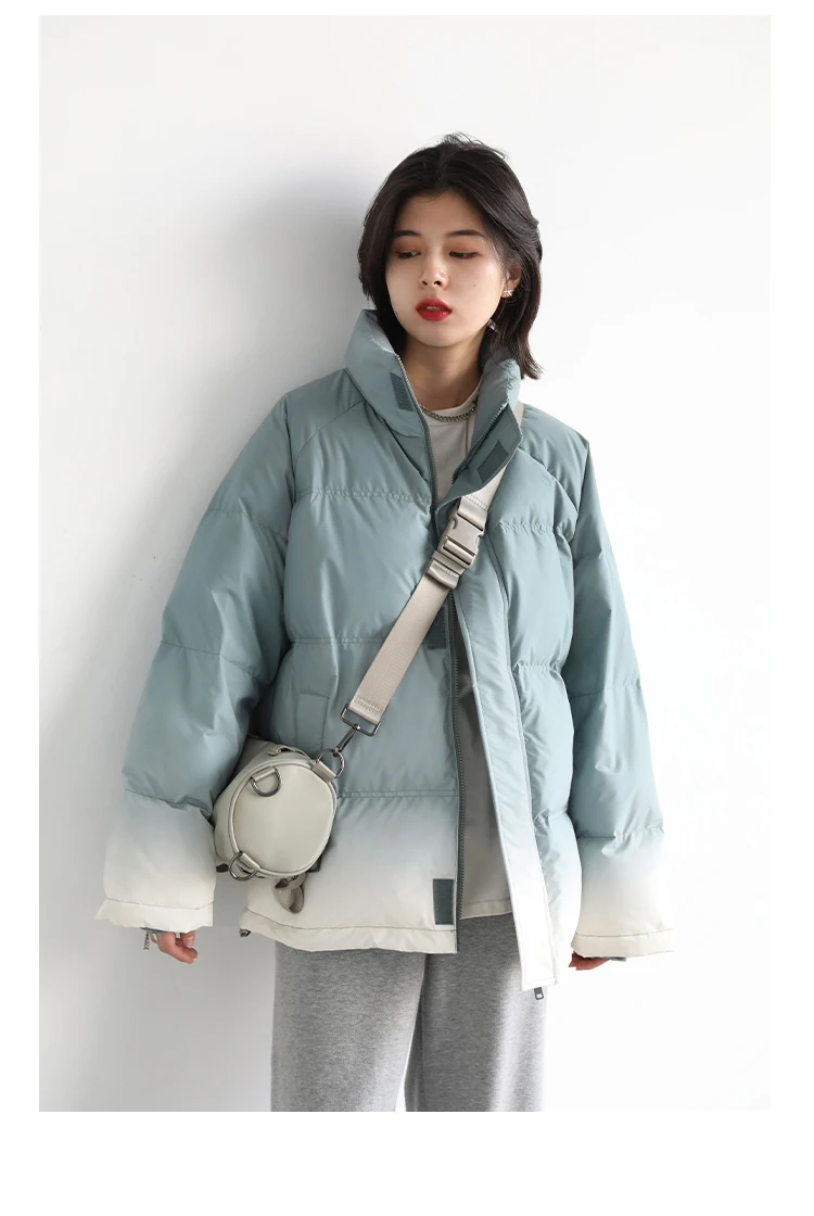 CHIC VEN Women's Down Coat Reflective Gradient Thickened Women Bread Coats 90 White Duck Down Jacket Warm Overcoat Winter 2024