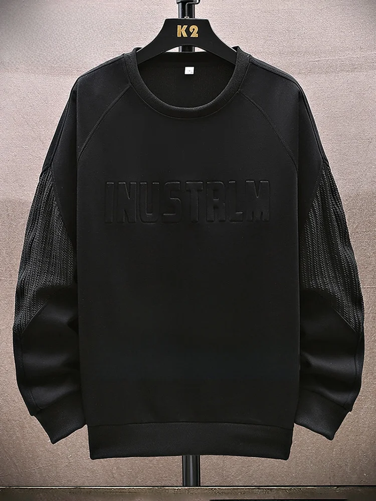 

MoChao Steel Stamp Hoodie Men's Spring Autumn New plus Size Loose Trendy Long Sleeve Top Youth Active Style Polyester Fabric
