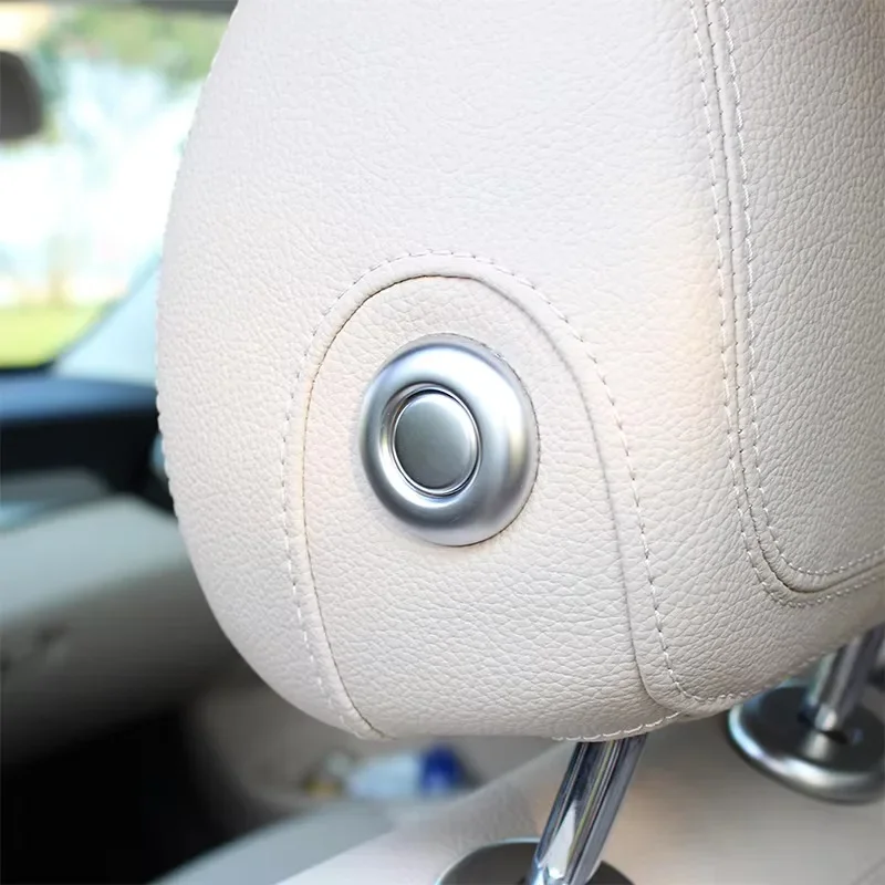 

ABS Silver Car Seat Headrest Button Decorative Cover Interior Car Accessories For Mercedes Benz C Class GLC W205 X253 2015-2021