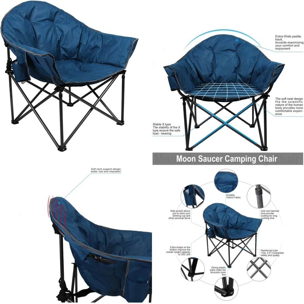 

camping chairOversize Portable Camping Chair Heavy Duty Folding Outdoor Chair for Hiking Beach Lawn Blue