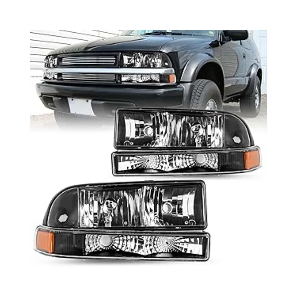 

1 Set 4 Piece Headlight Head Light for Chevrolet Chevy S10 Blazer 1998 1999 2000 2001 2002 2003 2004 Without Light