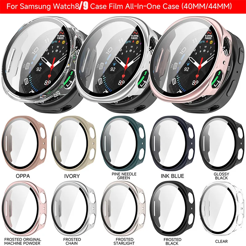Tempered Glass+Case for Samsung Galaxy Watch 8/9 40mm 44mm Full PC Cover Bumper Screen Protector Shell+film Watch 9 Accessories