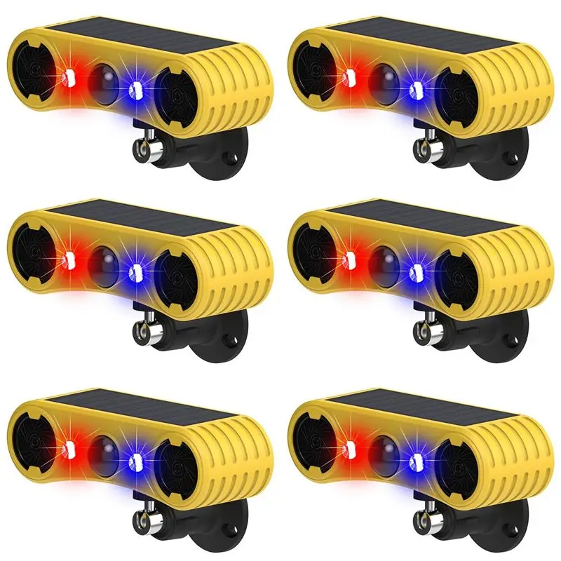 SYW-6X Solar Motion Sensor Alarm, Outdoor Warning Light,13 Sounds Security Alert System Animal Repeller For Farm Yard Barn