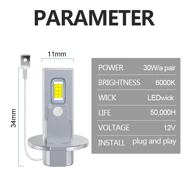 2x H3 LED المصابيح الأمامية 12000LM 6000K 30W 3570 CSP أضواء الضباب السيارات ضوء 1: 1 بدون مروحة صغيرة 12 فولت + 600% مشرق التوصيل والتشغيل مصباح تلقائي