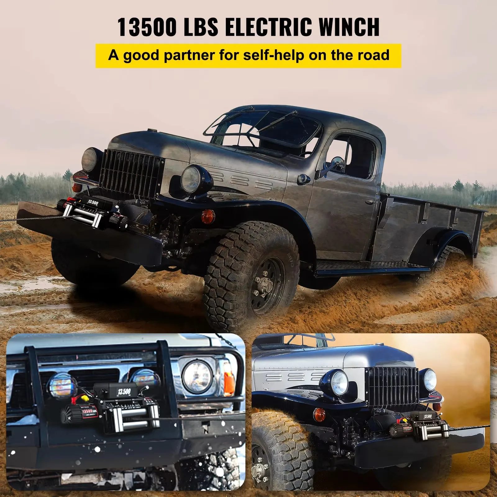 Electric Winch Wireless Recovery 12v 13500Lb / 6125Kg Steel Rope Winch 4-Way Gear Train 12v recovery winch x bull winch