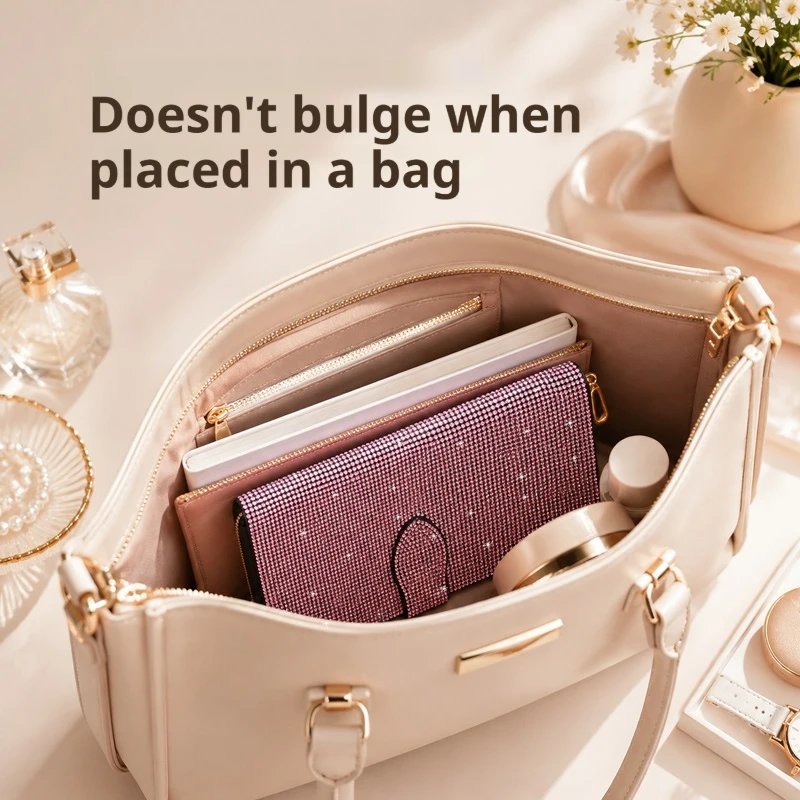 Luxury Rhinestone Ladies Long Snap Closure Wallet PU Leather Multi‑Slot Coin Purse Christmas Present