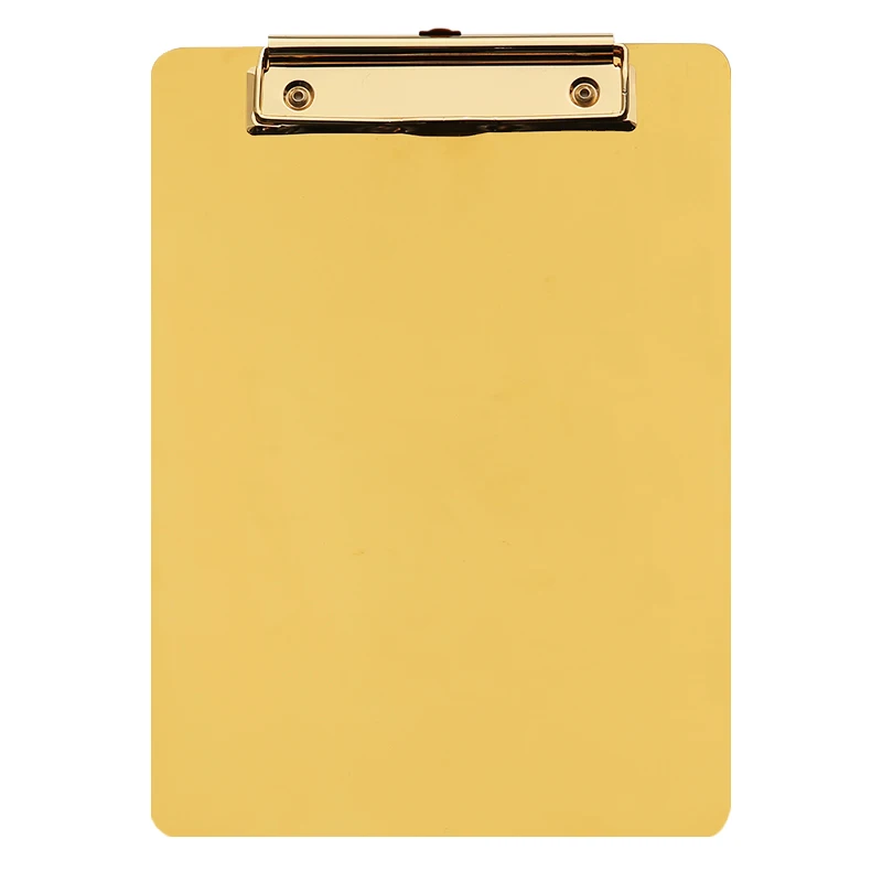 Gold Stainless Steel File Folder Writing Pad Menu Folder Information Folder Clip Board Clipboard A4 Paper Holder Office Board