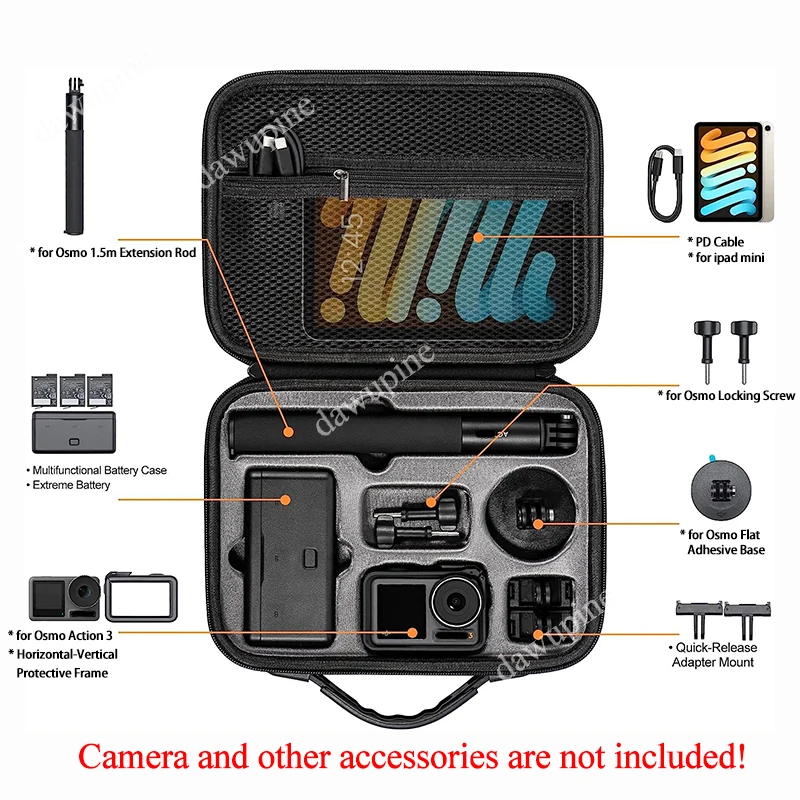 Action Cameras Carrying Case Suitcase Storage Bag For DJI OSMO Action 3/4/5 Pro Camera Protective Case Travel Box Shoulder Bag