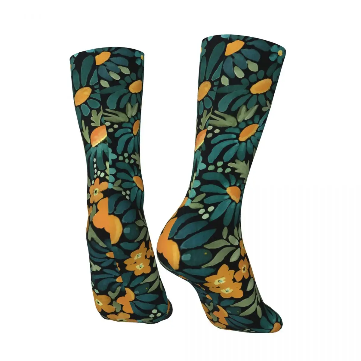 Vintage Watercolor Chamomile Field Men's compression Socks Unisex Street Style Seamless Printed Novelty Crew Sock