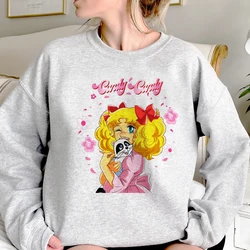 Sudaderas con capucha de Anime caramelo para mujer, suéter de forro polar gótico de estilo coreano de los años 90, Camisa con capucha vintage para mujer