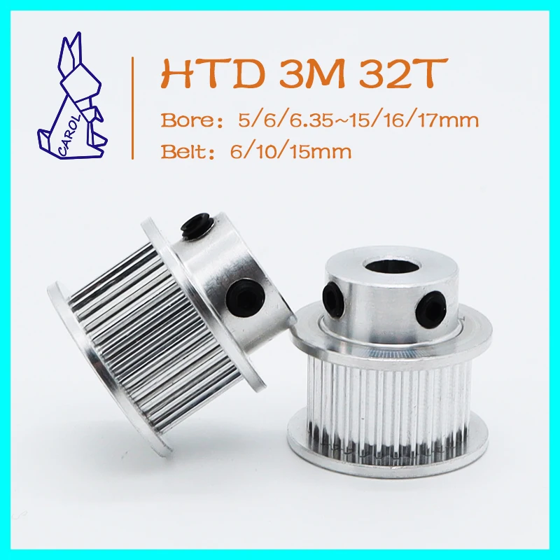 HTD 3M 32Teeth Synchronous Wheels Bore 5/6/8~15/16/17mm For Width 6/10/15mm Belt Pulley 3M Gears HTD3M Pulley Timing Pulley 32T