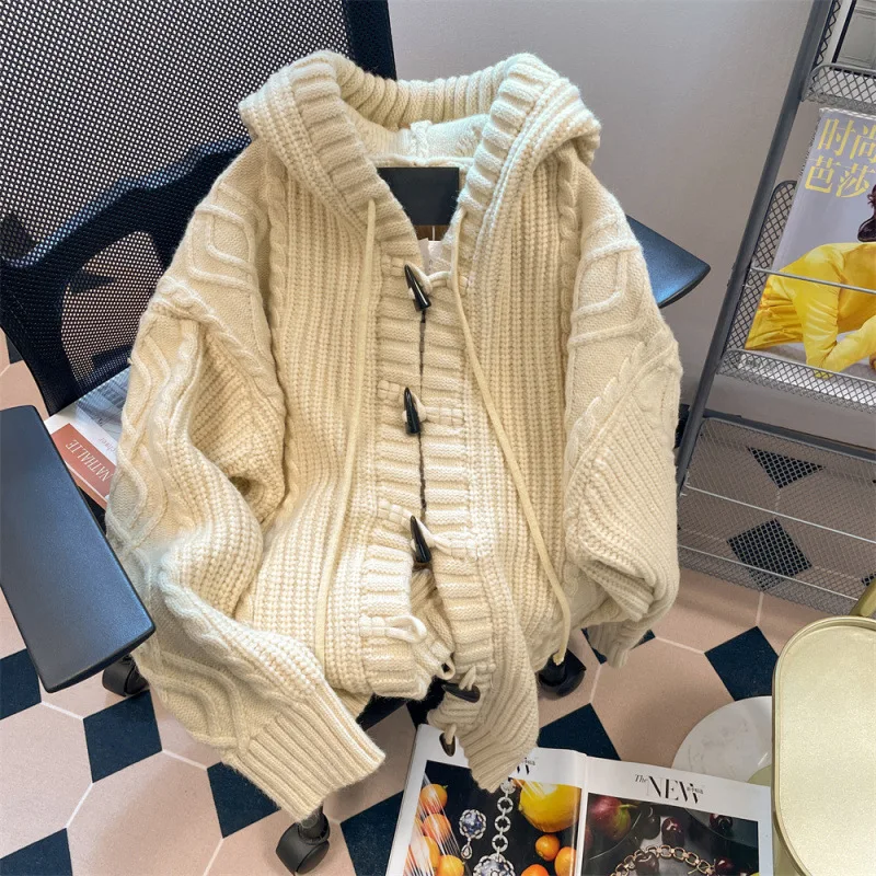 

Vesten met capuchon Vrouwen Harajuku Pure Vintage herfst Zachte vrijetijdsbesteding Streetwear eenvoudige truien Koreaanse stijl