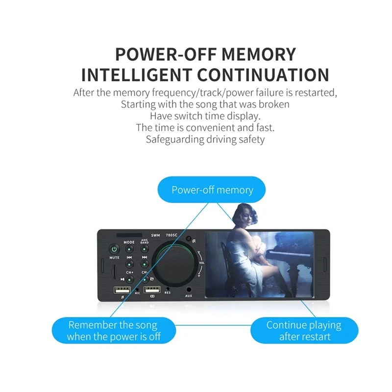 4,1-дюймовый автомобильный радиоприемник с сенсорным экраном, Bluetooth, музыкальная громкая связь, MP5-плеер, TF, USB-зарядка, удаленная музыкальная аудиосистема, прочный