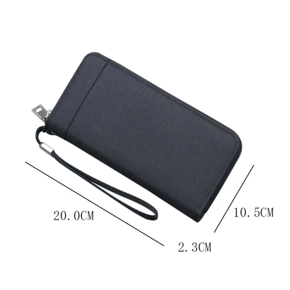 Fashion Canvas Men's Wallet Long Handbag Zipper Clutch Long Purse Large Capacity Cell Phone Bag Card Holder