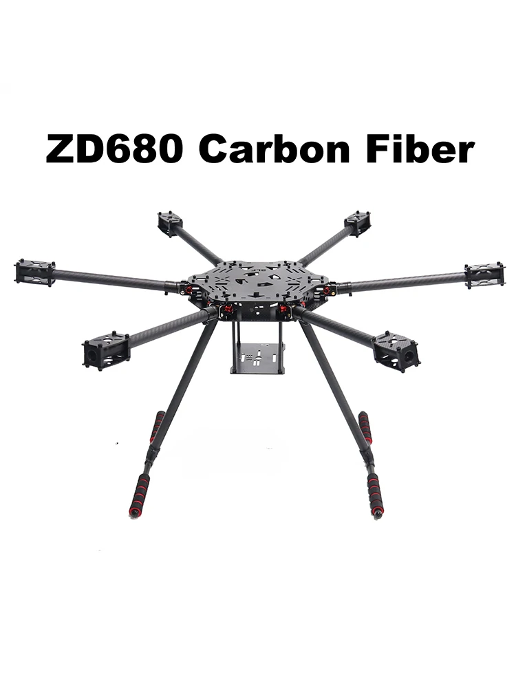 Angeltoy ZD680 Full Carbon Fiber Hexa-Rotor Foldable Arm Hexacopter Frame Kit for 2.4.8 Radio with Unflodable Landing Gear