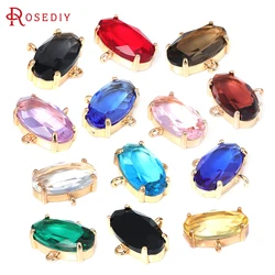 4PCS 18K Gold Color Brass 2 Holes Oval Shape Connect Charms Pendants Diy Jewelry Making Necklace Earrings Accessories for Women