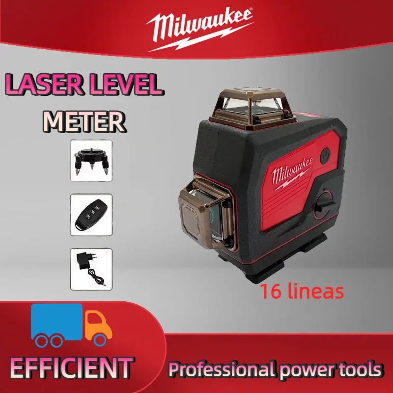 ميلووكي 16 خطوط مستوى الليزر متر القرن وظيفة 360 ° أداة التسوية الذاتية للضوء الأخضر المتقاطع الرأسي والأفقي #2