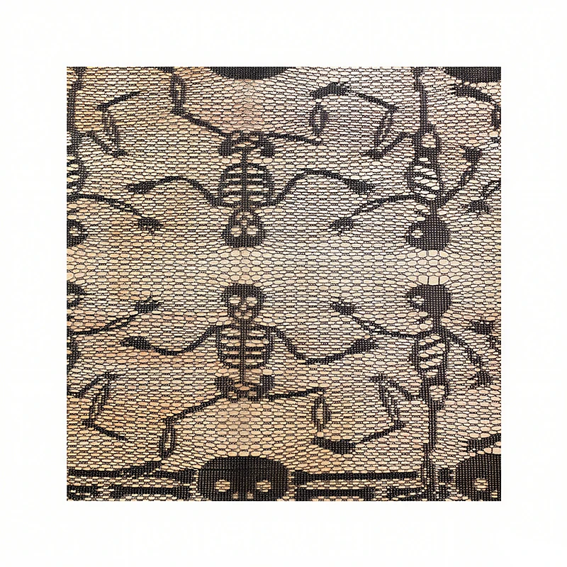 مفرش طاولة دانتيل للهالوين مفرش طاولة شبكي عنكبوت أسود غطاء مدفأة ديكور الهالوين 2024 غطاء قماش للحفلات المنزلية #5