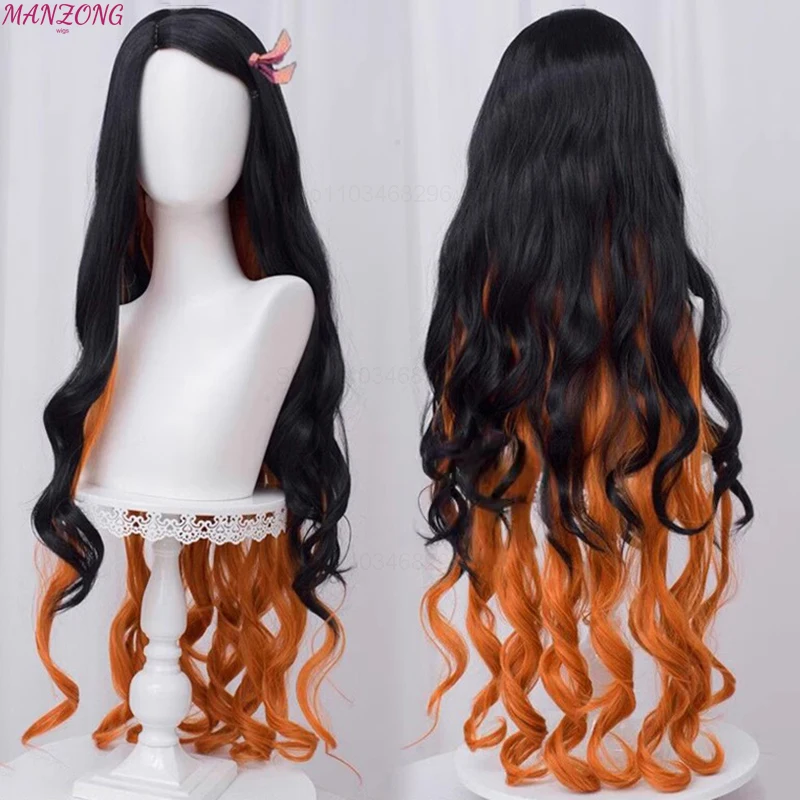 Kamado Nezuko Wigs Anime Nezuko Cosplay  Long Heat Resistant Synthetic Hair Cosplay Wig