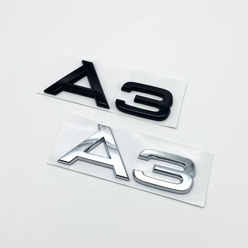 3D Flat Letters ABS Emblem 2.0TDI 35TFSI 40TFSI for Audi A3 S3 Car Trunk Lid Nameplate Badge Logo Sticker Chrome Glossy Black