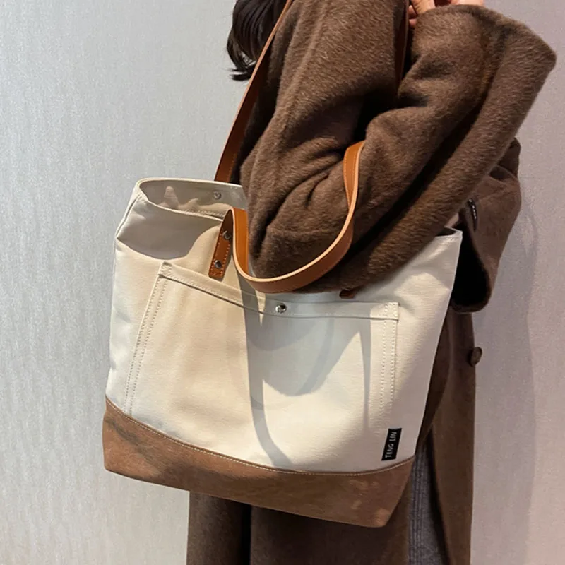 High Capacity Tote Bag for Women 2022 winter new Canvas Shopping Bag Large Travel Shoulder Messenger Bags Female Travel Handbag