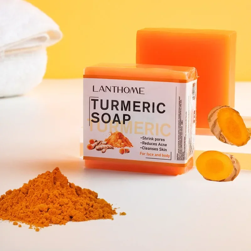 Turmeric Soap Face Cleansing Anti Acne Skin Brighten Remove Pimples Dark Spot Lightening Handmade Ginger Essential Oil Body Bath