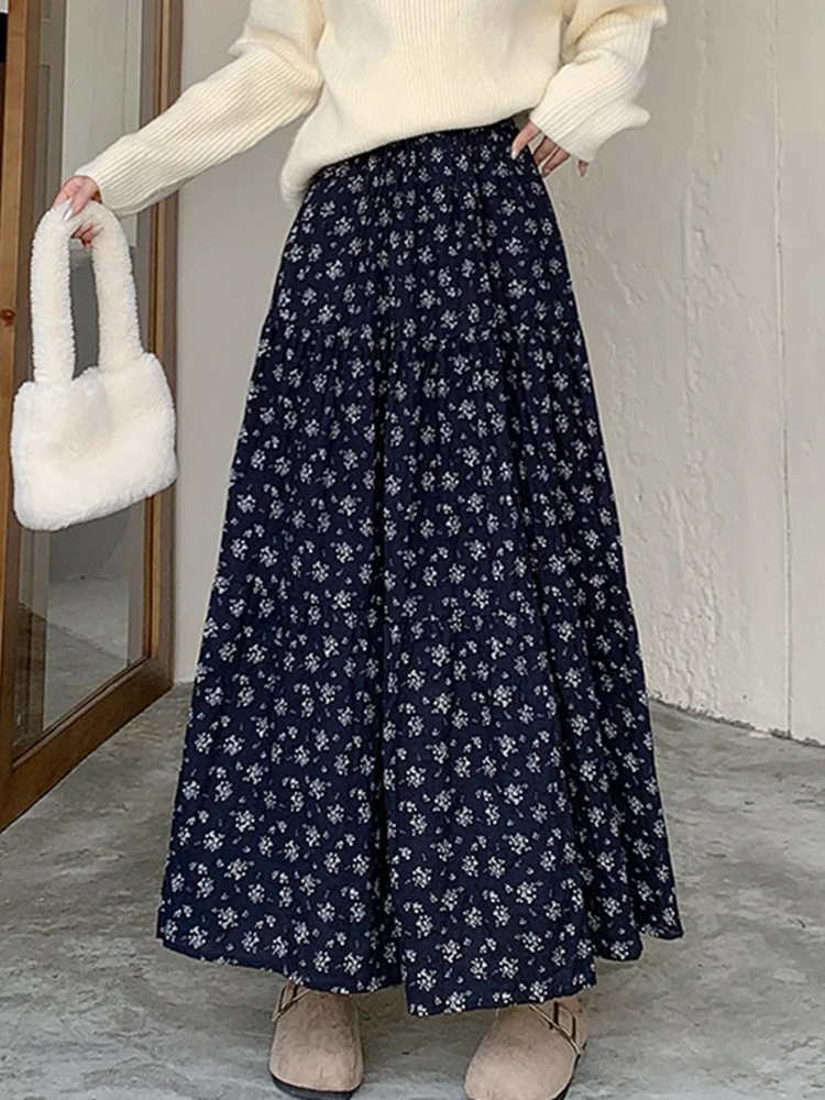 

Юбка миди А-силуэта с цветочным принтом, женская, с завышенной талией, облегающая, в стиле колор-блок, новая весенняя коллекция, французский стиль, для прогулок