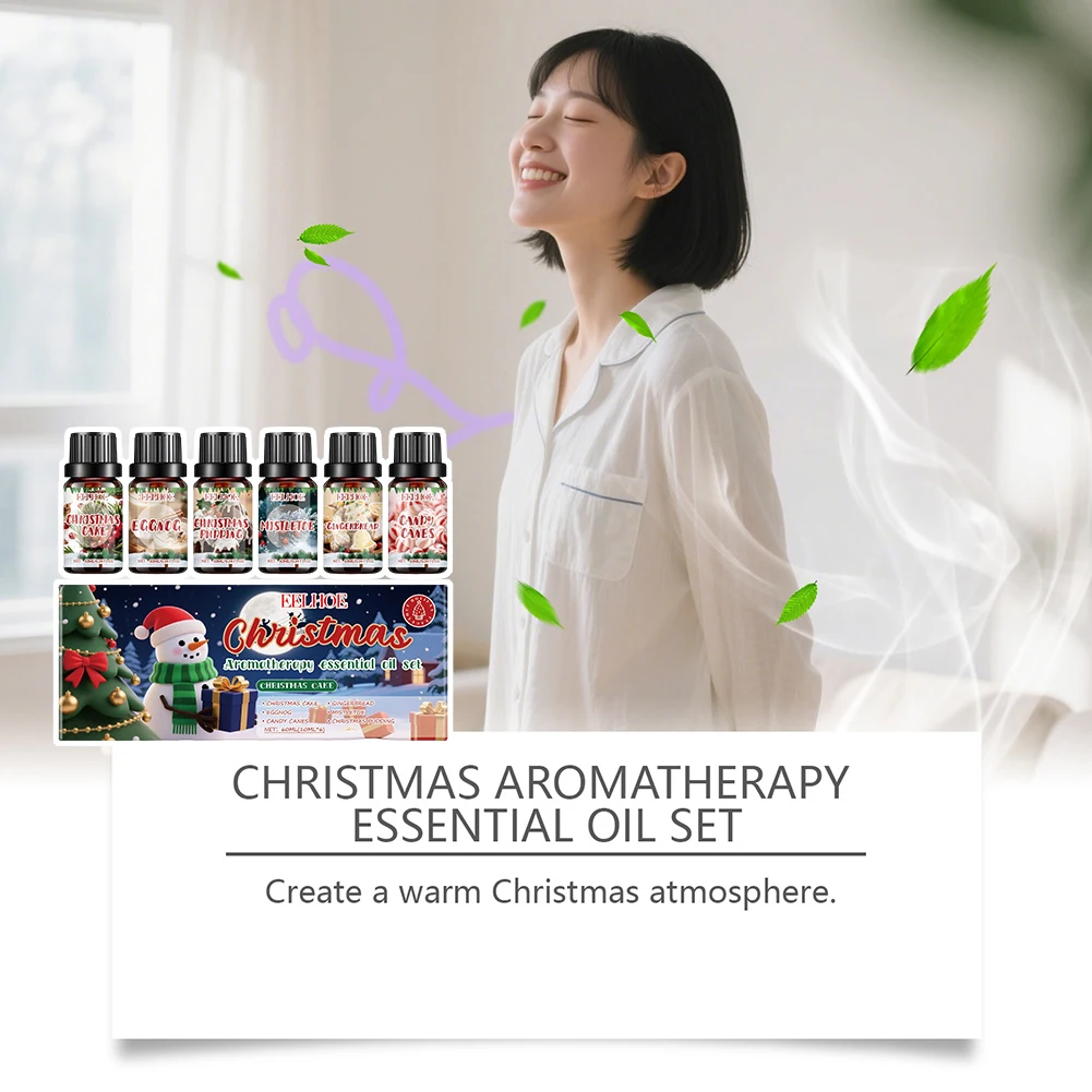 Holiday Aromatherapy Diffuser Oils Set Relieve Stress, Enhance Mood & Improve Sleep. Festive Well-ness Journey