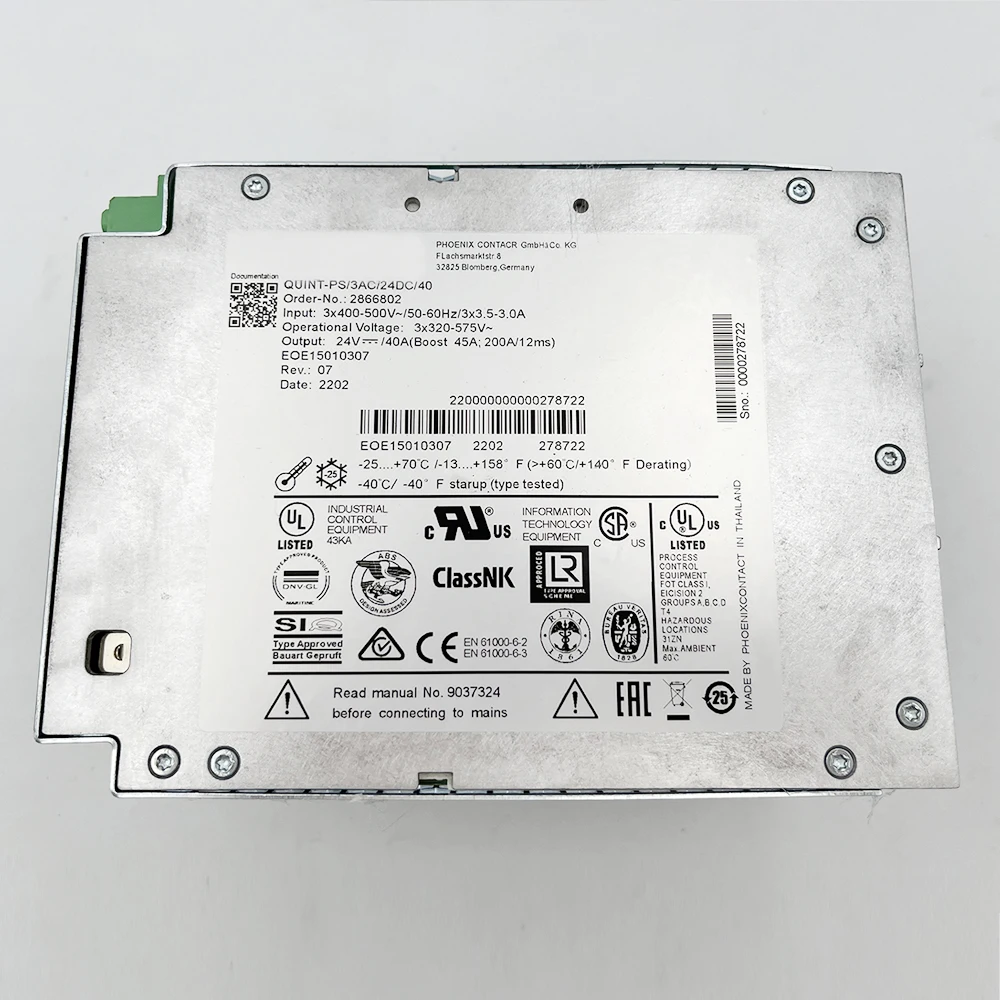Phenix用電源ユニット、QUINT-PS、3ac、24dc、40、2866802