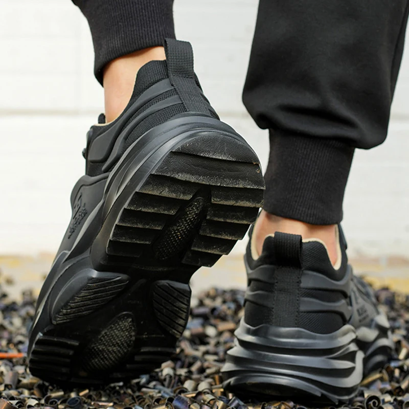 Black Safety Shoes For Men Size 38-46 Indestructible Shoes Puncture-Proof Work Sneakers Steel Toe Cap Protective Shoes Work Boot