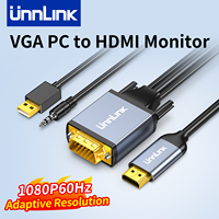 Unnlink VGA to HDMI Cable Male to Male Converter with Audio 1080P PC Graphics Card to TV Projector Monitor