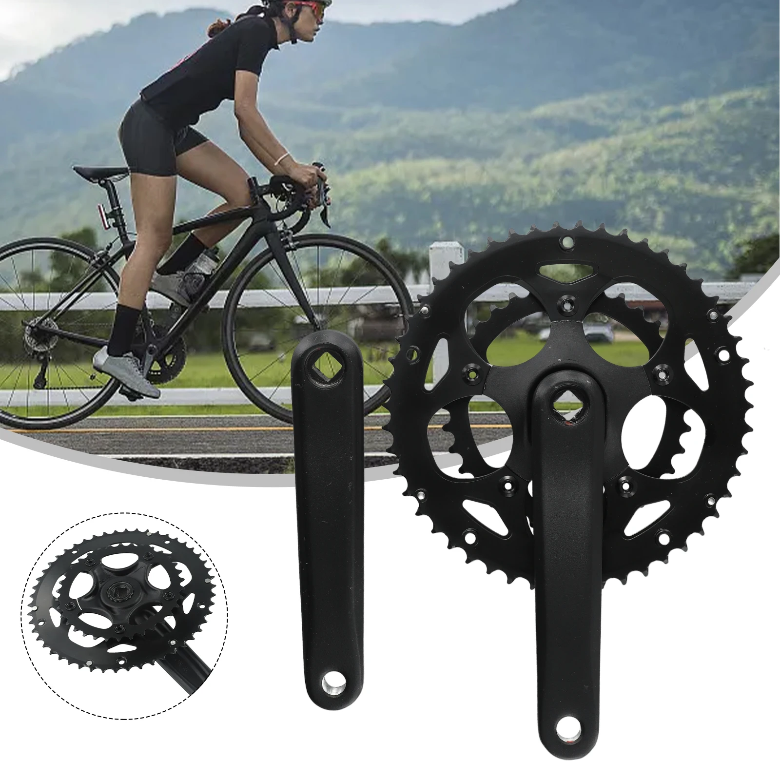 

Versatile Double Chainwheel set for road bike 3450T Crankset chainset 170mm square taper suits various bike types