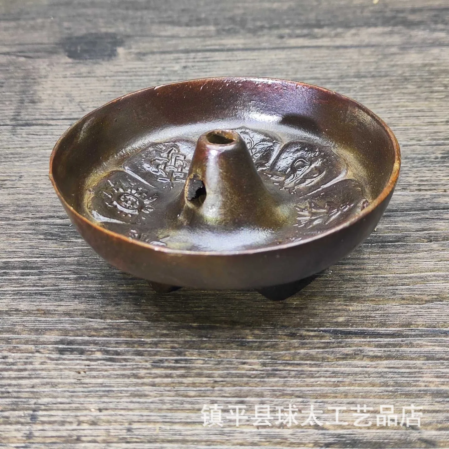 

Brass lotus eight treasures oil lamp stand ornament