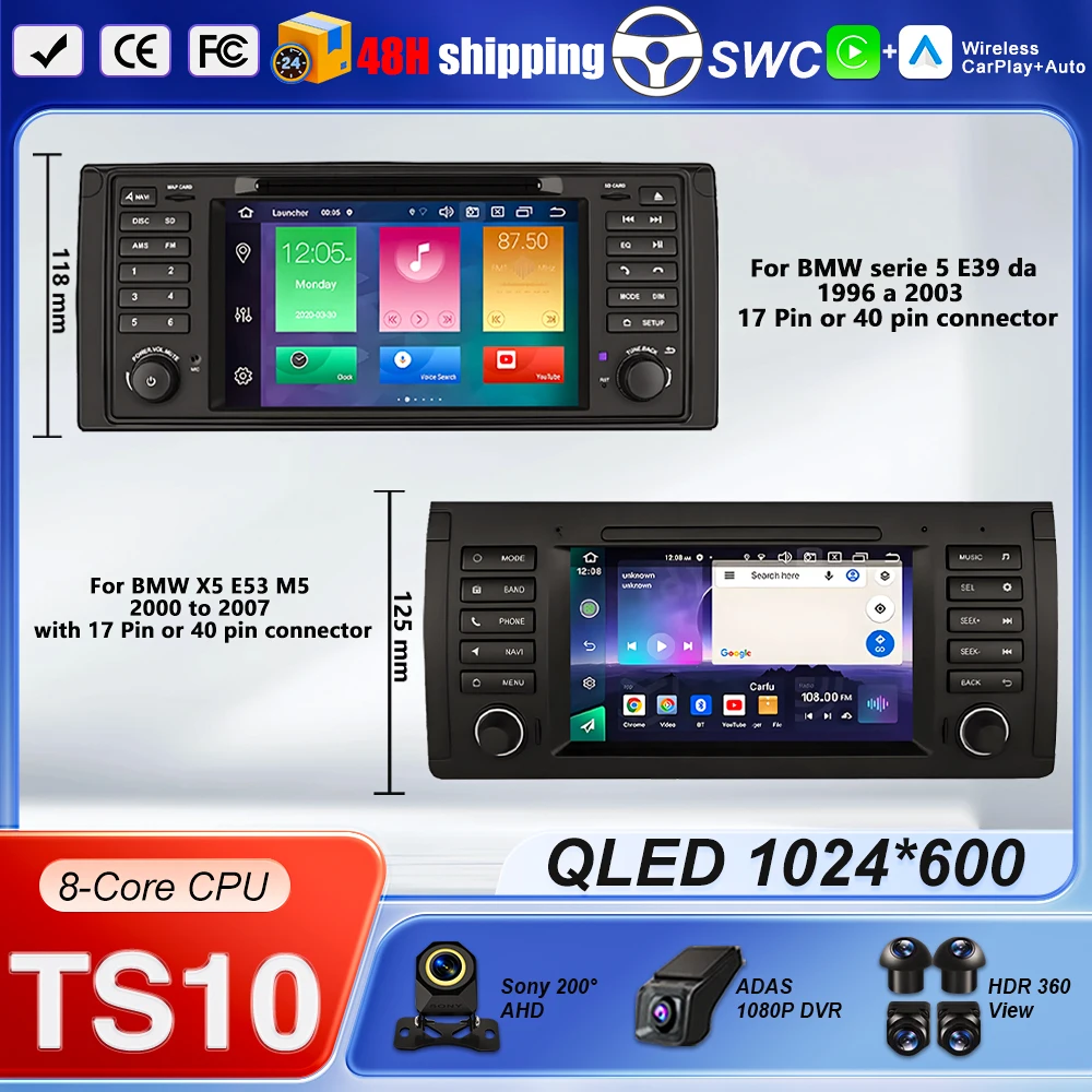 7 inch Android 16 Auto For BMW serie 5 E39 da 1996 a 2003 /For BMW X5 E53 M5 2000 to 2007 Heat Unit Multimedia Navigation Stereo