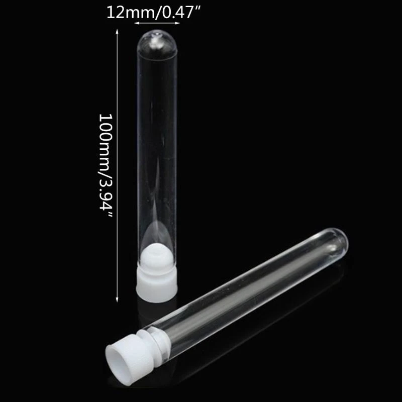 W89C 50pcs 학교 실험실 용 캡 플라스틱 튜브가있는 투명 원심 분리기 튜브