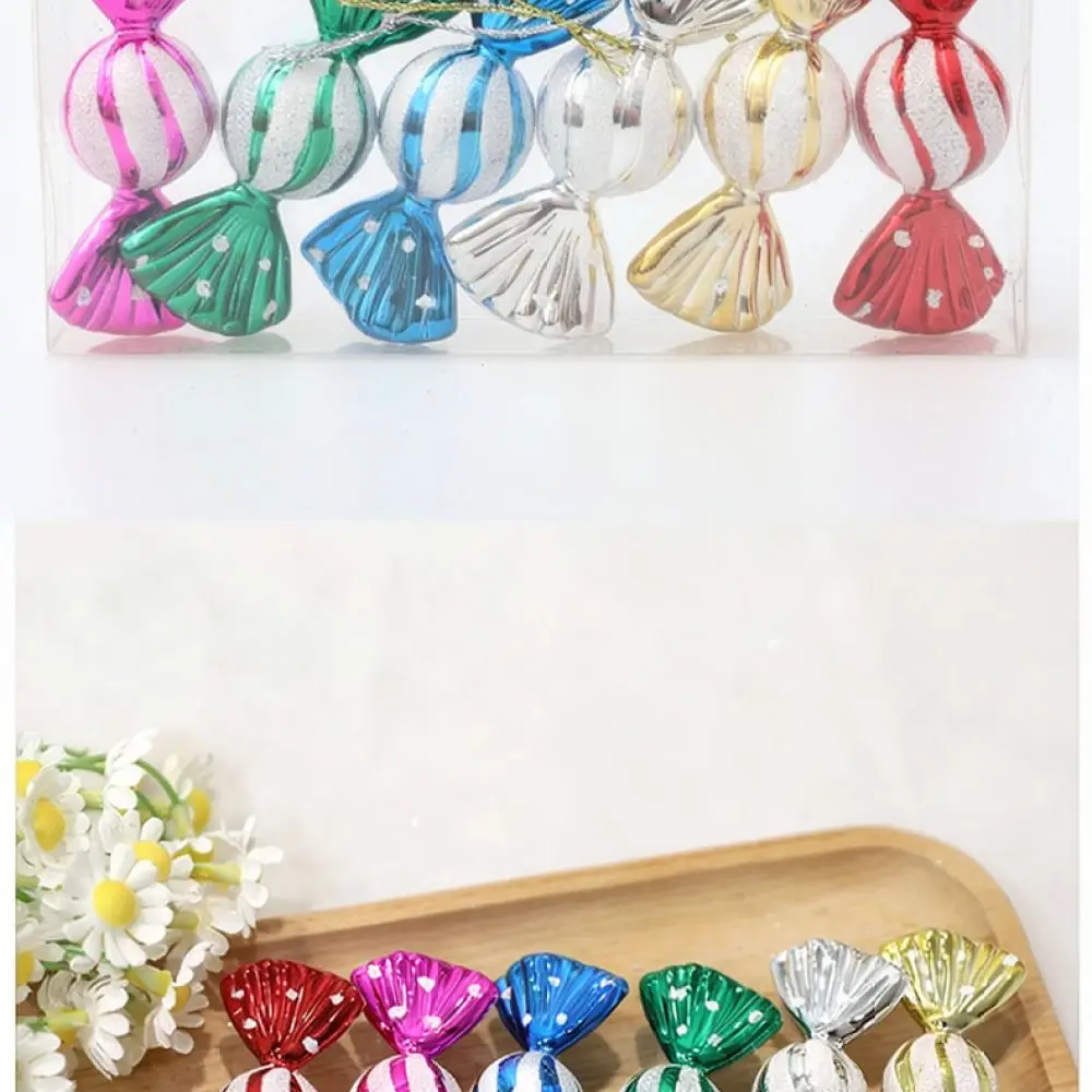 Christmas Tree Candy Hanging Baubles Decorative Ornaments Festive Pendants Electroplated Plastic Holiday Home Decor