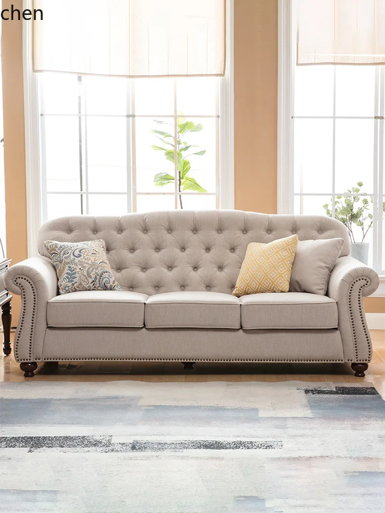 CZ Fabric Sofa with Pull Buttons Suitable for Small and Large Living Rooms, Villa Combination, No Disassembly and Washing Needed