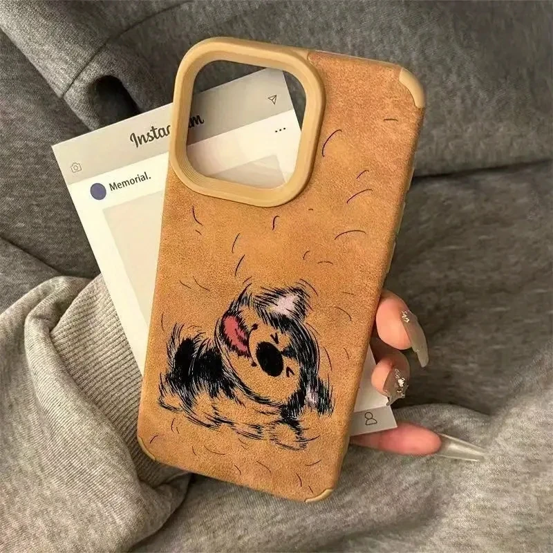 

Shake Head Puppy Pattern Phone Case for iPhone 16 Cases iPhone 15 Pro Max 14 Plus 13 12 11 16 XS X XR Suede Bonded Leather Cover