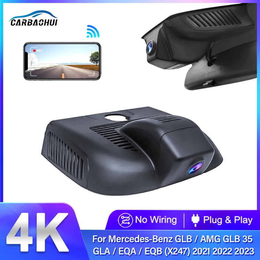 4K 2160P Plug and Play Car DVR Wifi Dash Cam For Mercedes GLA H247 GLB x247 for Benz B Class w247 A Class w177 EQA EQB 2021-2023